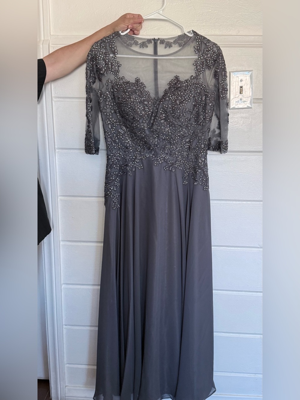 Romance Couture Charcoal gray Beaded dress